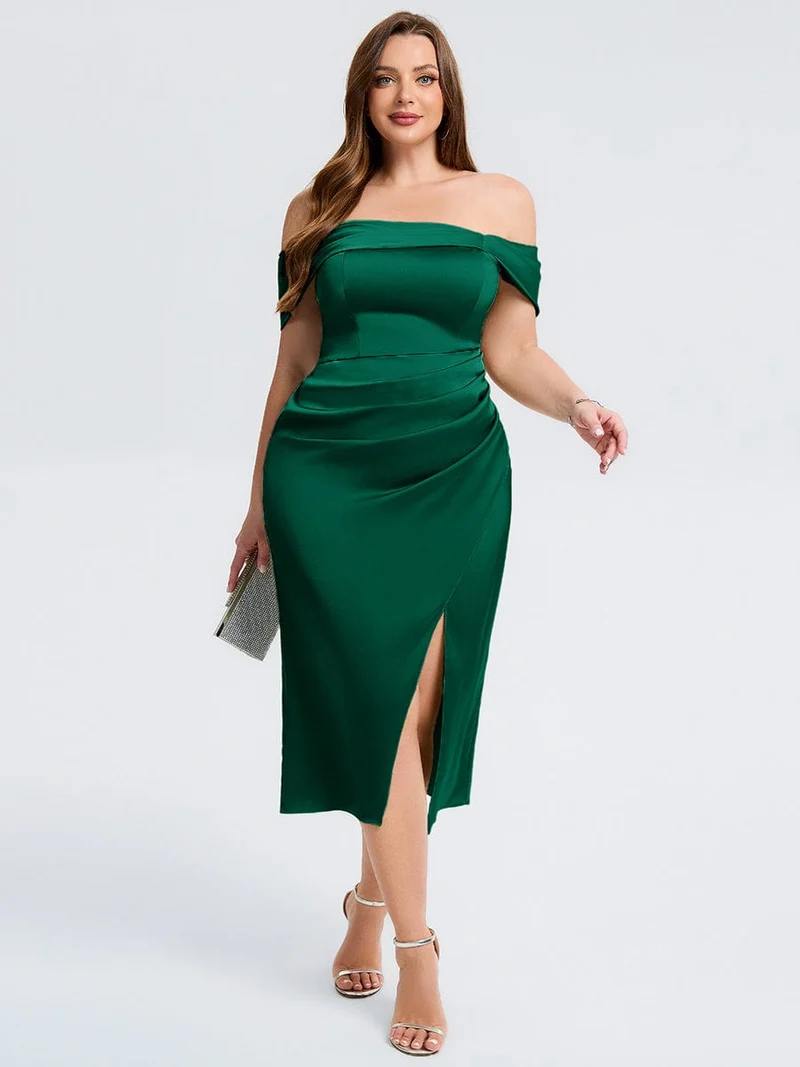 pretty DIANELLE|Robe de mariée fendue en satin grande taille