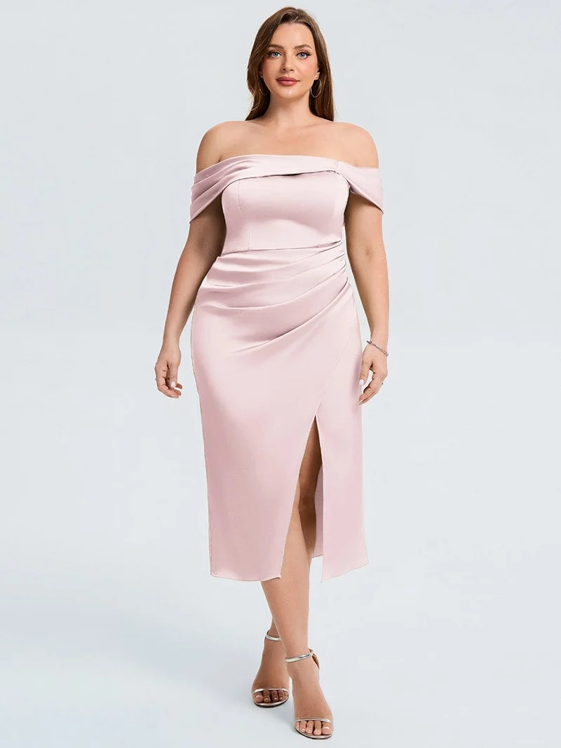 pretty DIANELLE|Robe de mariée fendue en satin grande taille
