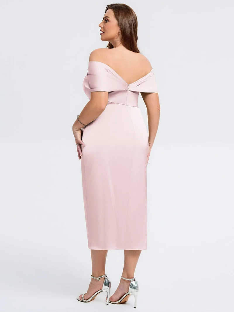 pretty DIANELLE|Robe de mariée fendue en satin grande taille