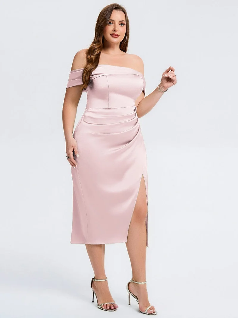 pretty DIANELLE|Robe de mariée fendue en satin grande taille