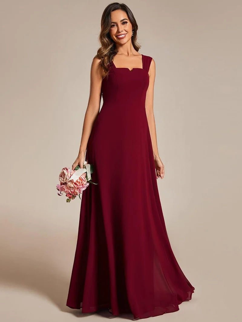 Robe de demoiselle d'honneur en mousseline à col carré