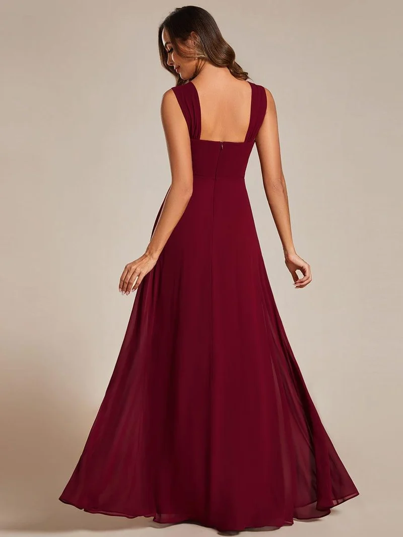 Robe de demoiselle d'honneur en mousseline à col carré