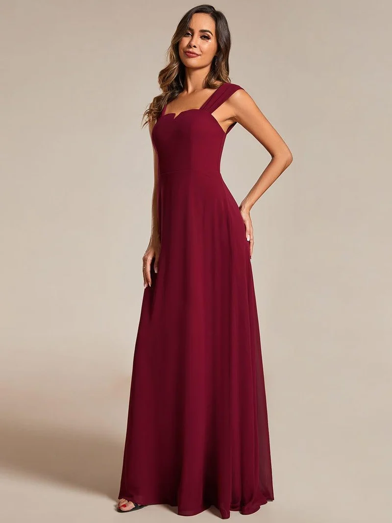 Robe de demoiselle d'honneur en mousseline à col carré