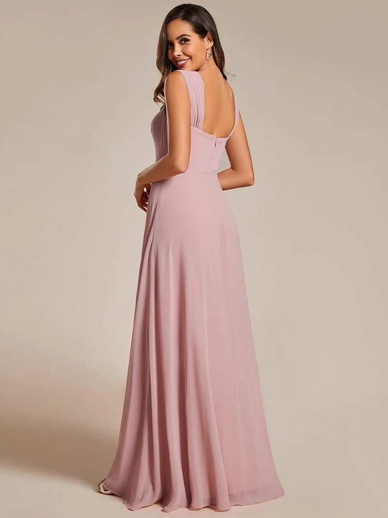 Robe de demoiselle d'honneur en mousseline à col carré