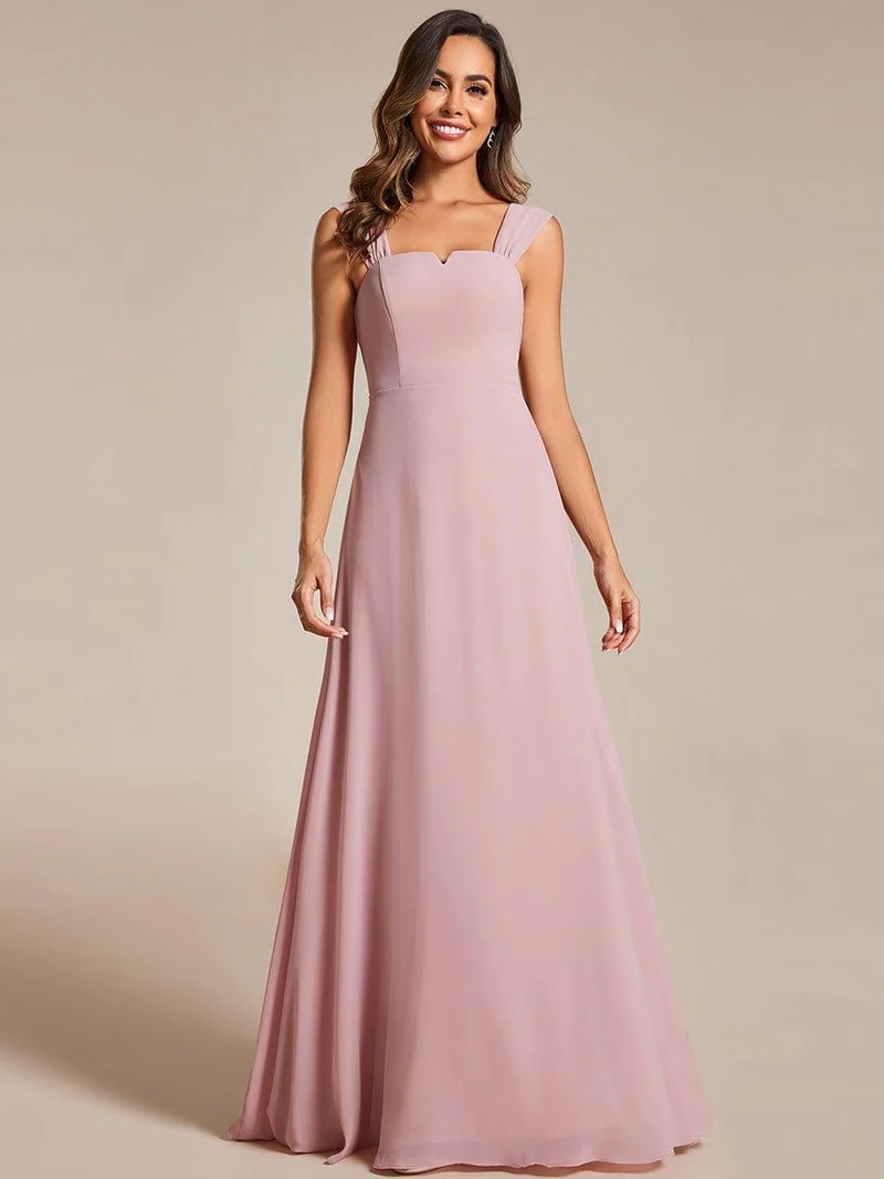 Robe de demoiselle d'honneur en mousseline à col carré
