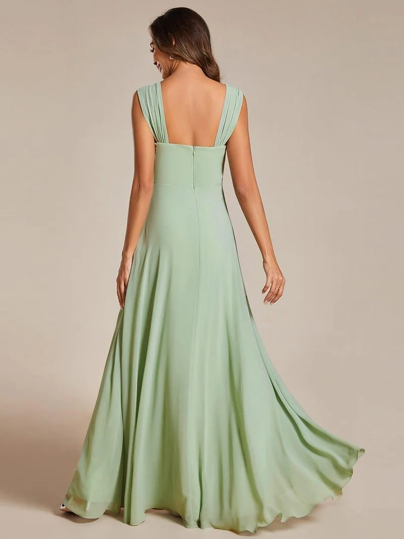 Robe de demoiselle d'honneur en mousseline à col carré