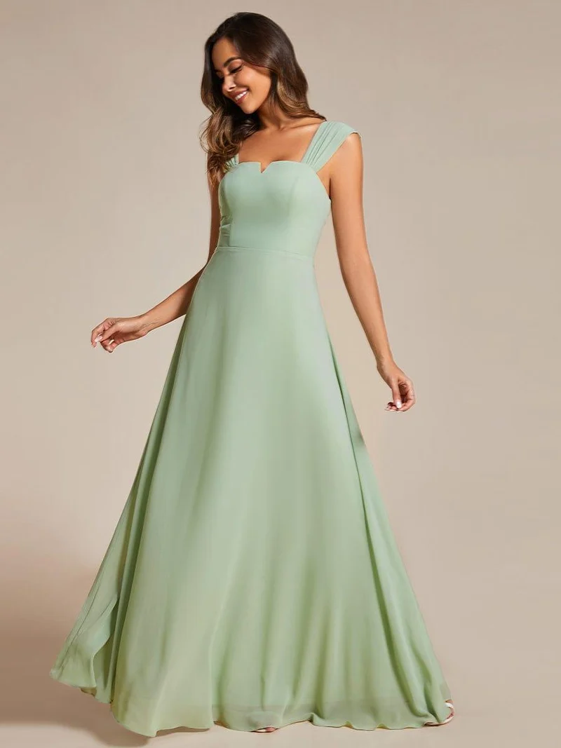 Robe de demoiselle d'honneur en mousseline à col carré