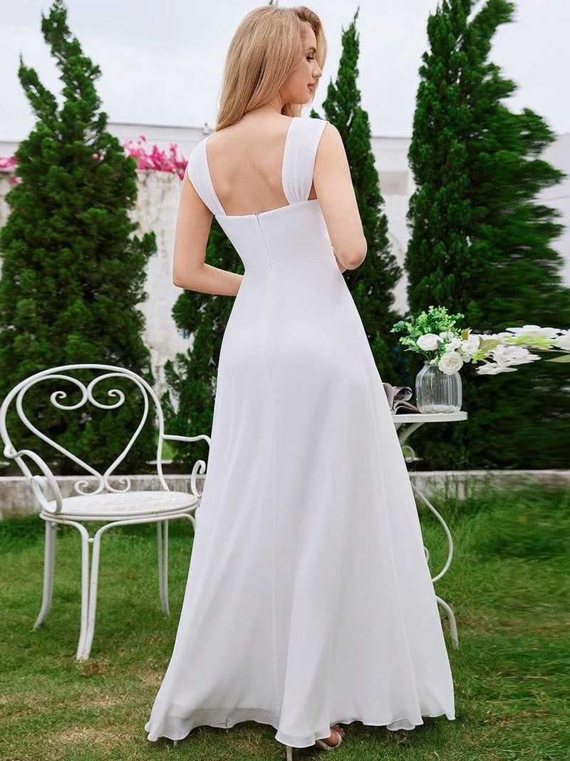 Robe de demoiselle d'honneur en mousseline à col carré