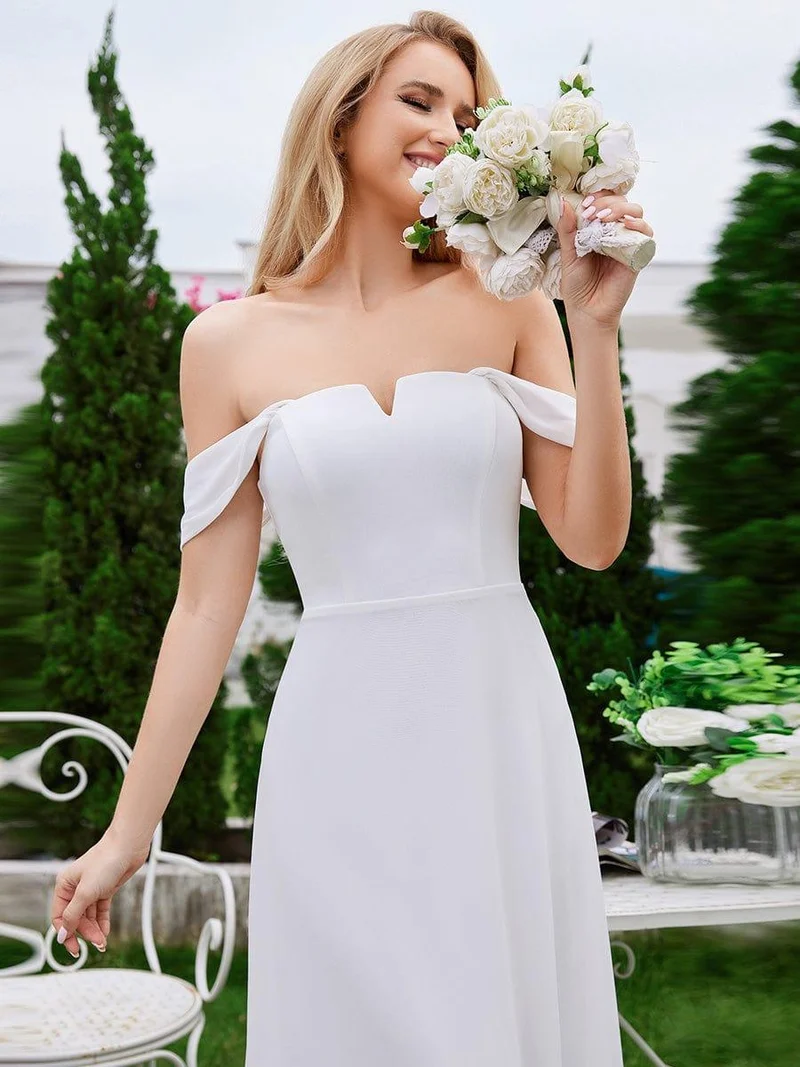 Robe de demoiselle d'honneur en mousseline à col carré