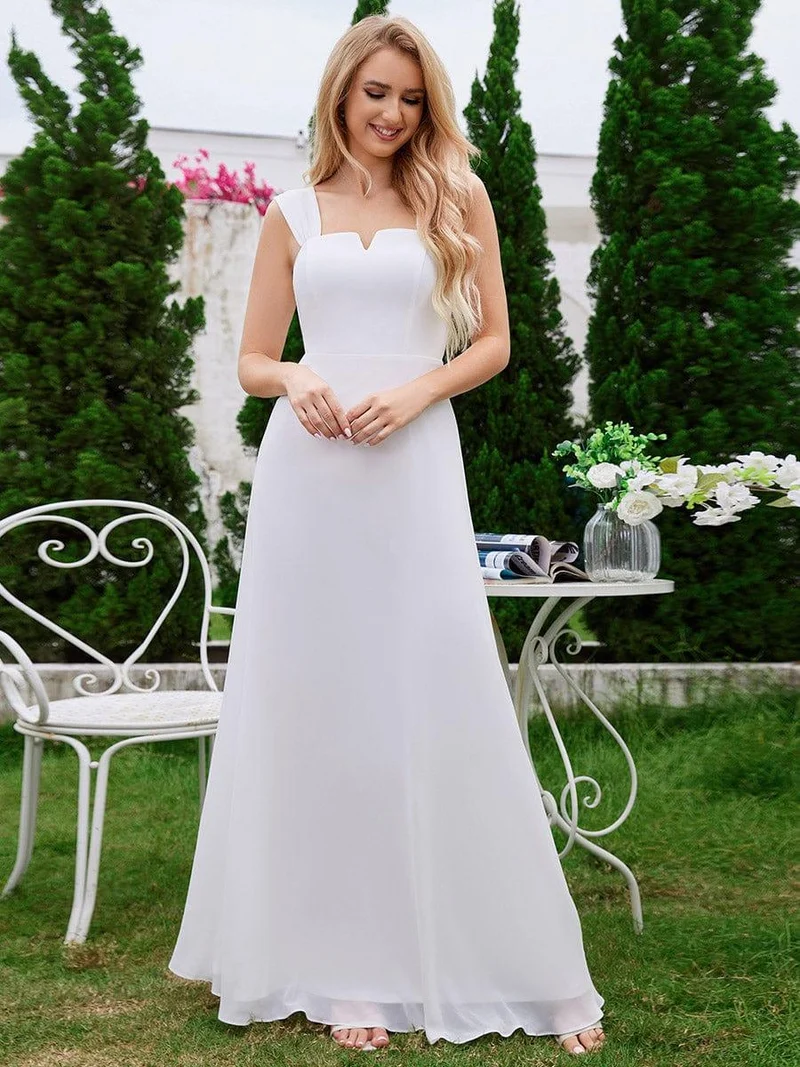 Robe de demoiselle d'honneur en mousseline à col carré