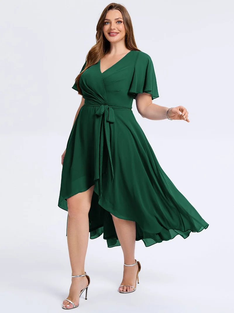 pretty MARISELLE|Robe de mariée grande taille en mousseline avec nœud papillon