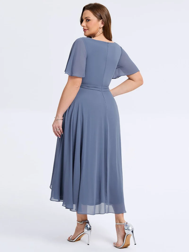pretty MARISELLE|Robe de mariée grande taille en mousseline avec nœud papillon