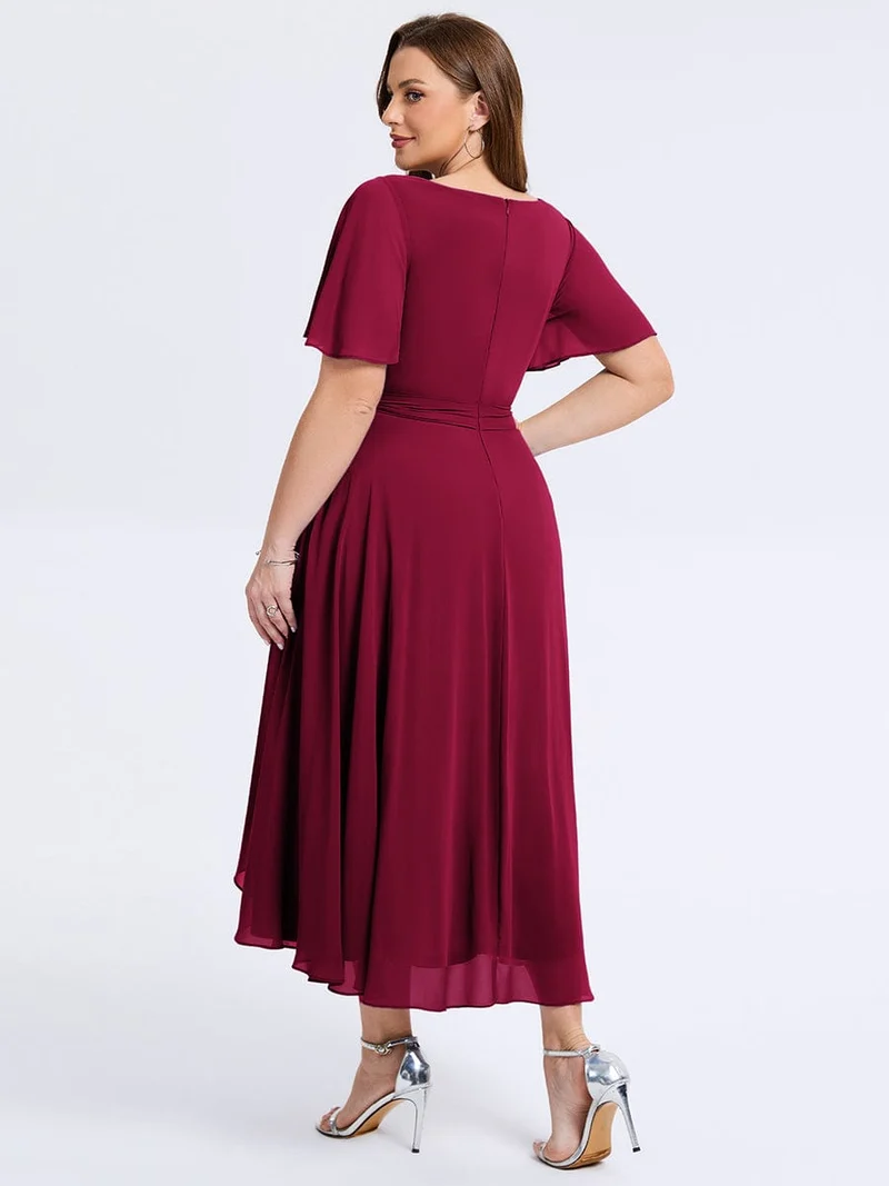 pretty MARISELLE|Robe de mariée grande taille en mousseline avec nœud papillon