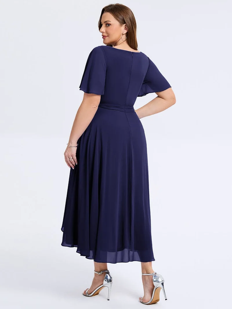 pretty MARISELLE|Robe de mariée grande taille en mousseline avec nœud papillon
