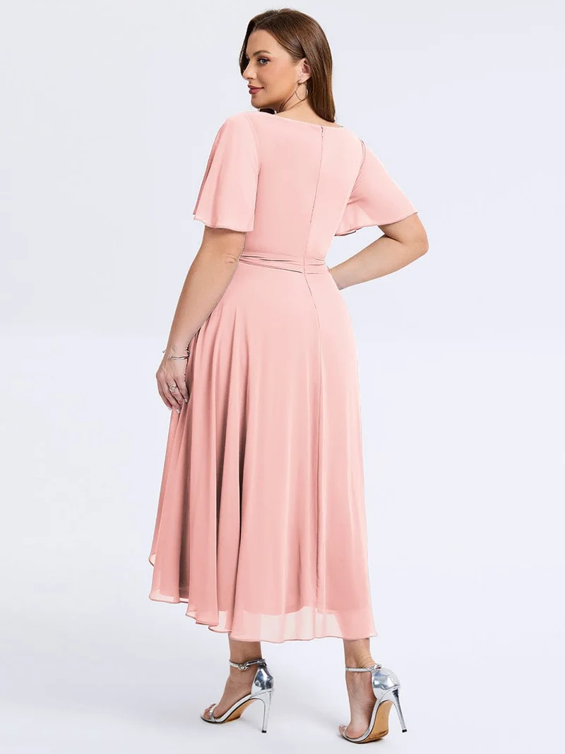 pretty MARISELLE|Robe de mariée grande taille en mousseline avec nœud papillon