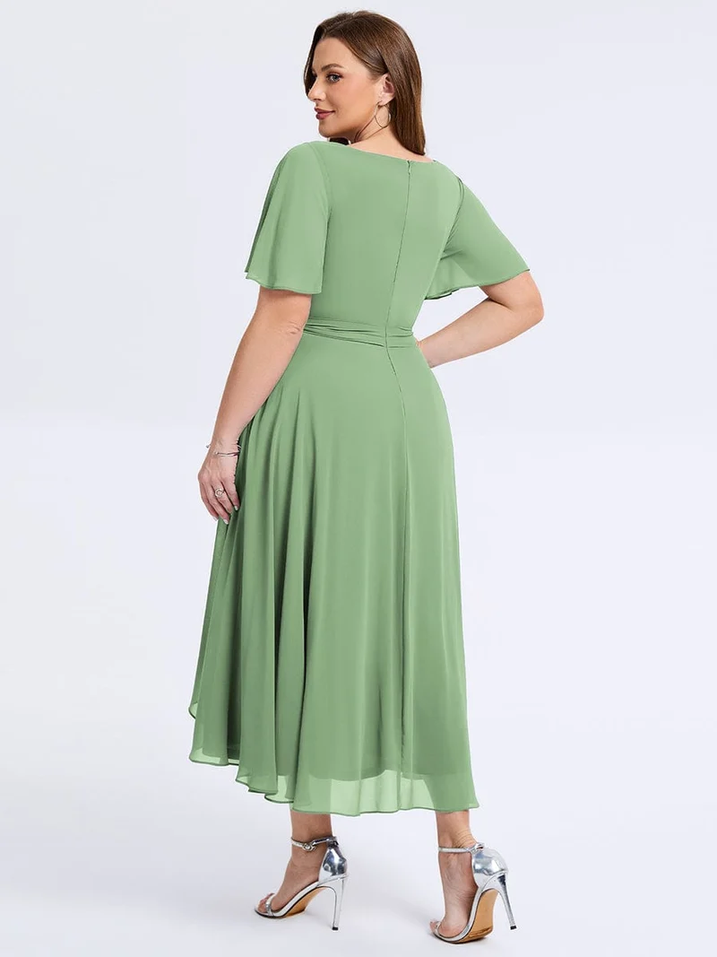 pretty MARISELLE|Robe de mariée grande taille en mousseline avec nœud papillon