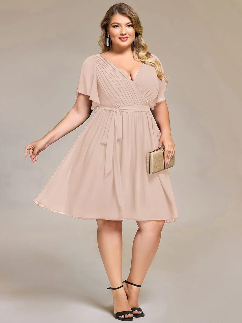 ever HARLOW|Robe d'invitée à jupe trois-quarts en mousseline
