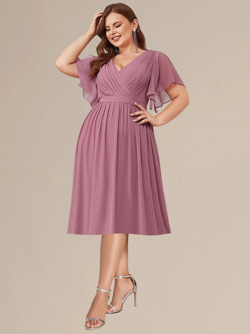 ever HARLOW|Robe d'invitée à jupe trois-quarts en mousseline