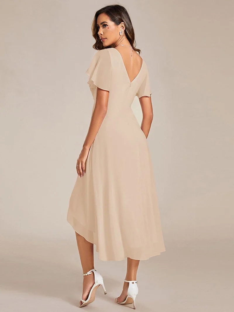 ever FAYE|Robe d'invitée de mariage chic à avec col en V et à manches courtes