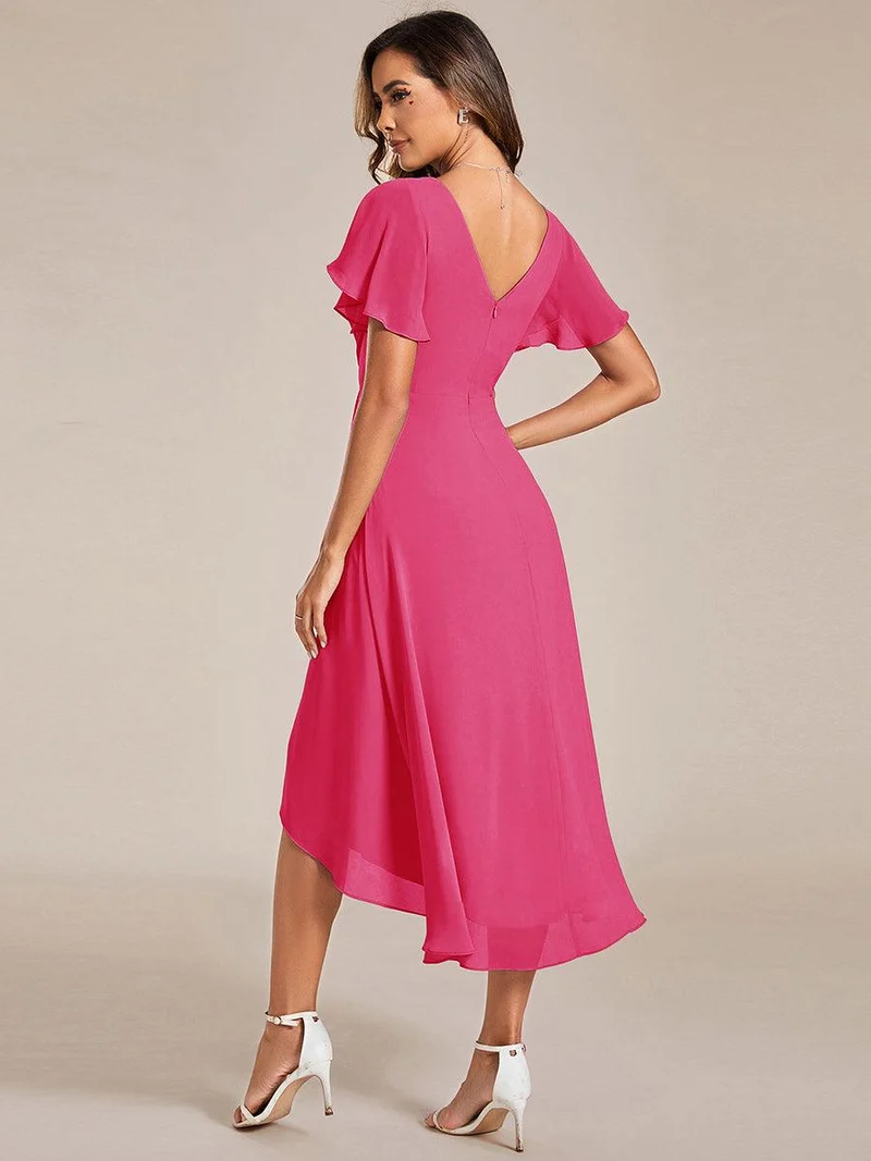 ever FAYE|Robe d'invitée de mariage chic à avec col en V et à manches courtes