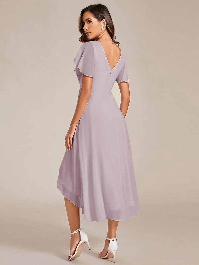 ever FAYE|Robe d'invitée de mariage chic à avec col en V et à manches courtes