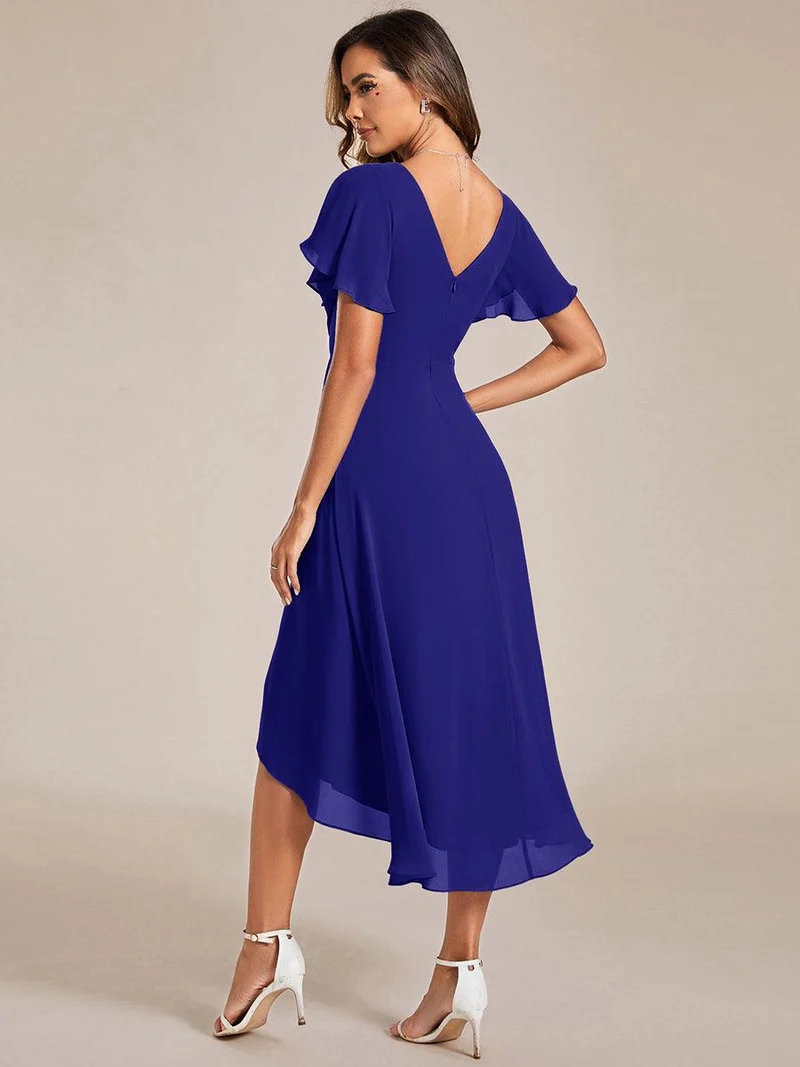 ever FAYE|Robe d'invitée de mariage chic à avec col en V et à manches courtes