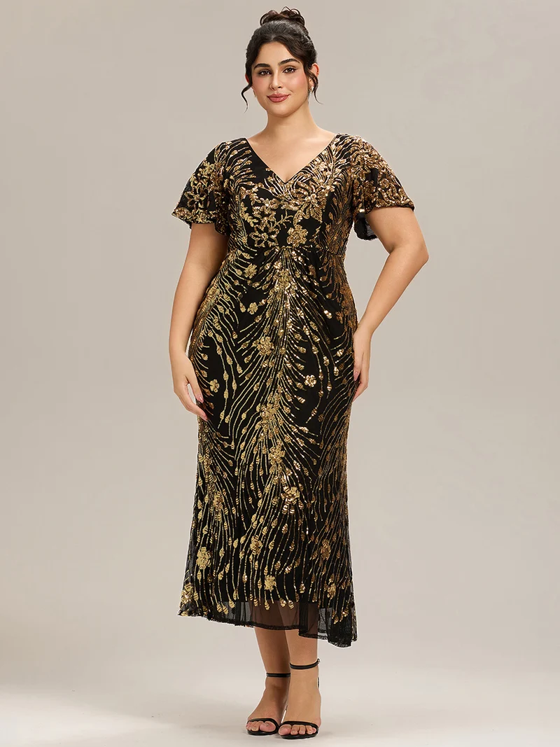ever PALMER|Robe de soirée sirène à sequins grande taille