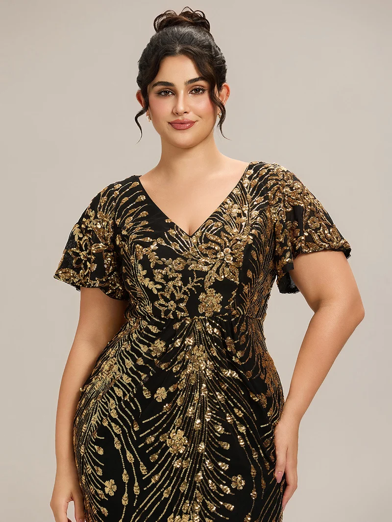 ever PALMER|Robe de soirée sirène à sequins grande taille