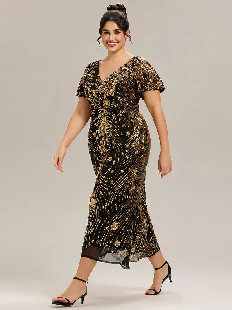 ever PALMER|Robe de soirée sirène à sequins grande taille