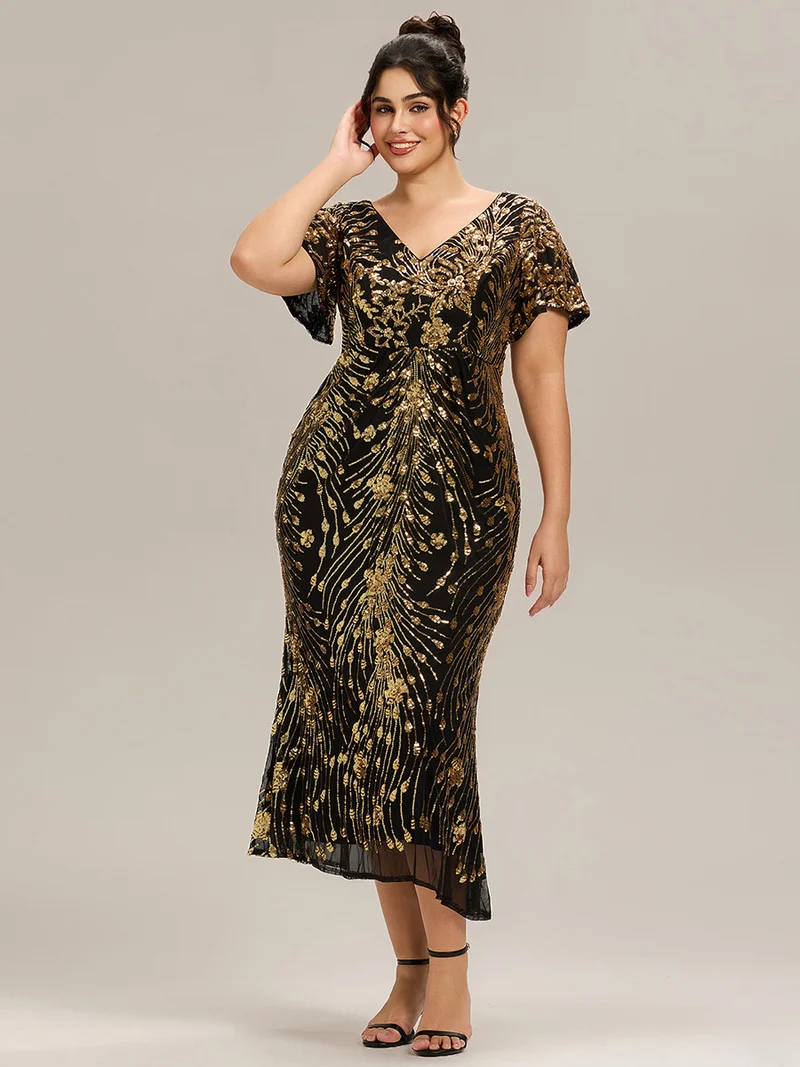 ever PALMER|Robe de soirée sirène à sequins grande taille