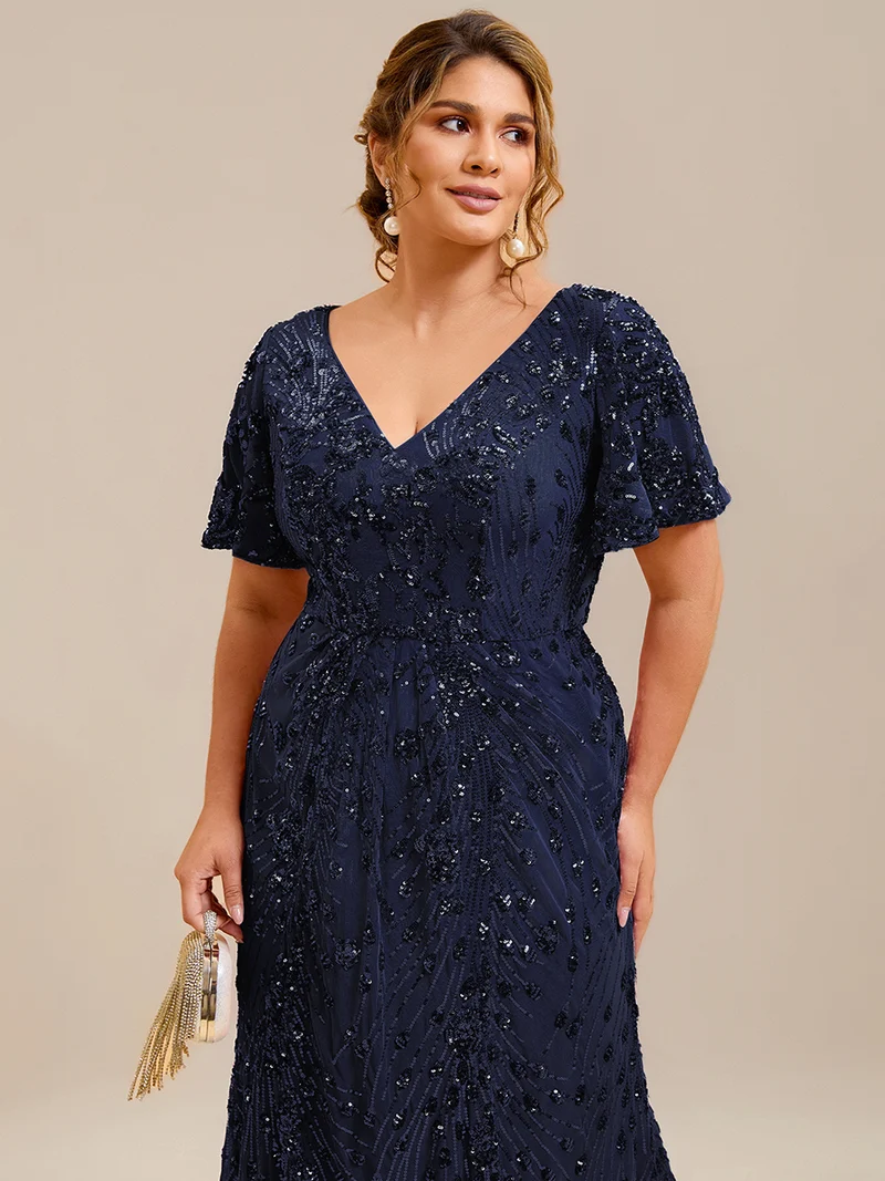 ever PALMER|Robe de soirée sirène à sequins grande taille