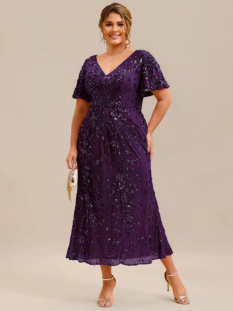 ever PALMER|Robe de soirée sirène à sequins grande taille