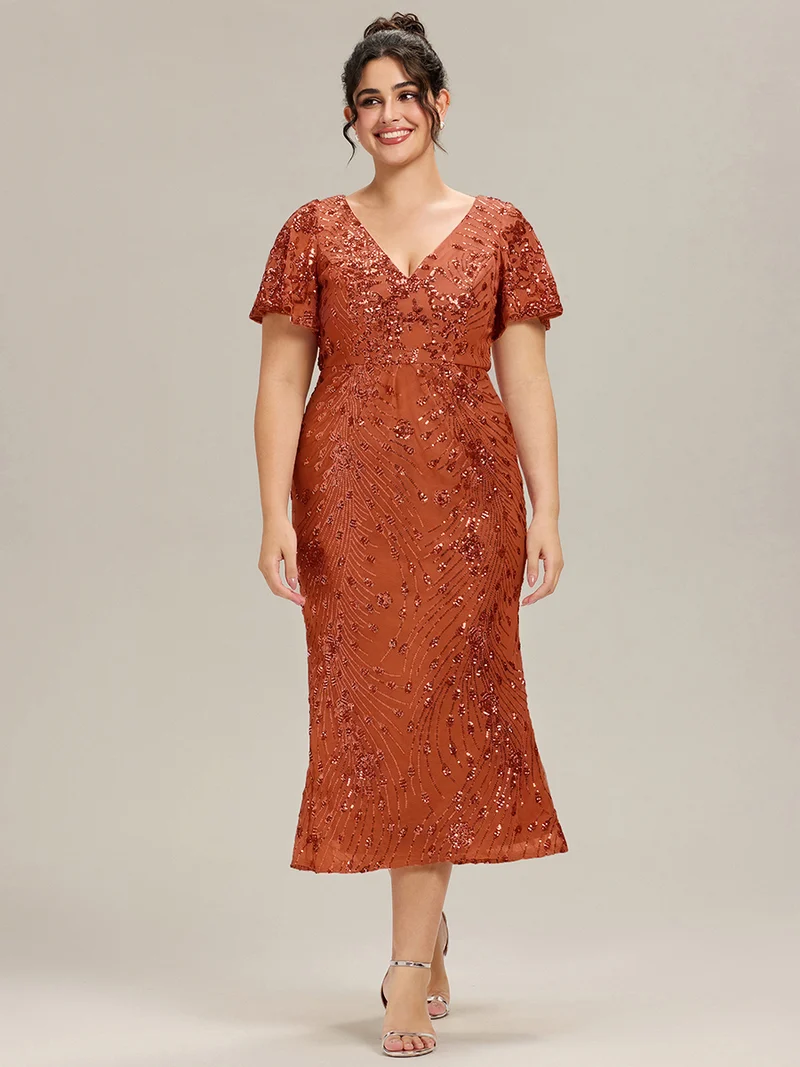 ever PALMER|Robe de soirée sirène à sequins grande taille
