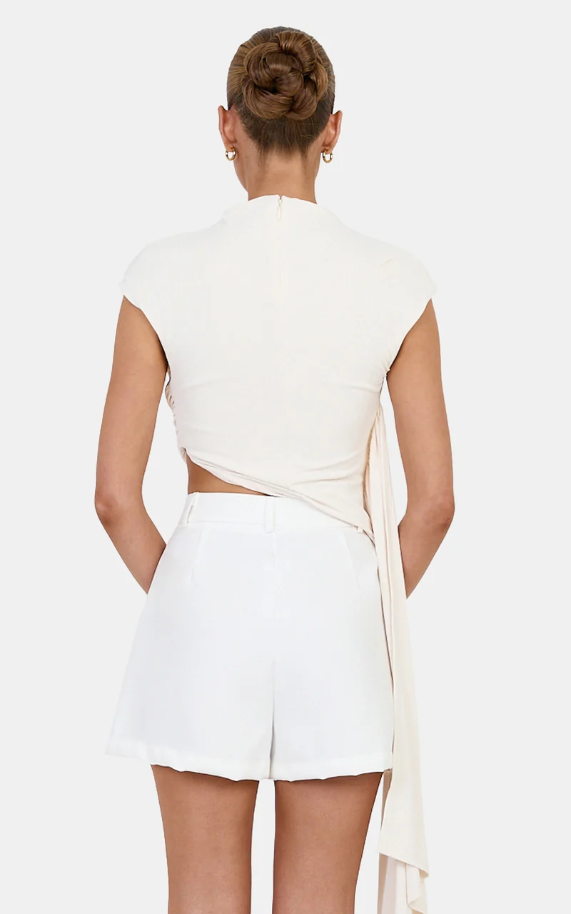 Victoria Shorts - Tailored A Line Shorts in Off-White