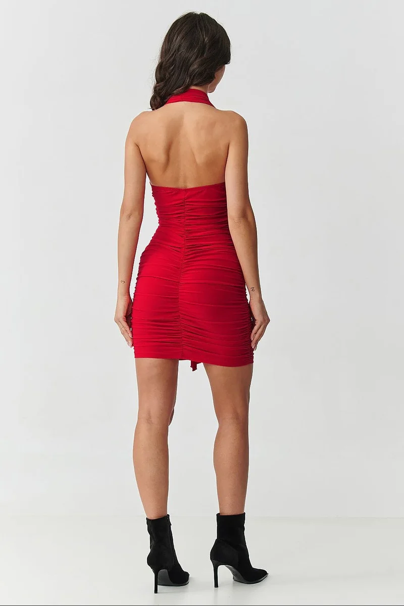 Robe moulante rouge courte sans manches