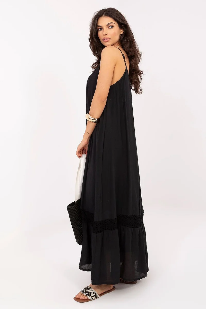 Robe bohème noire longue fluide