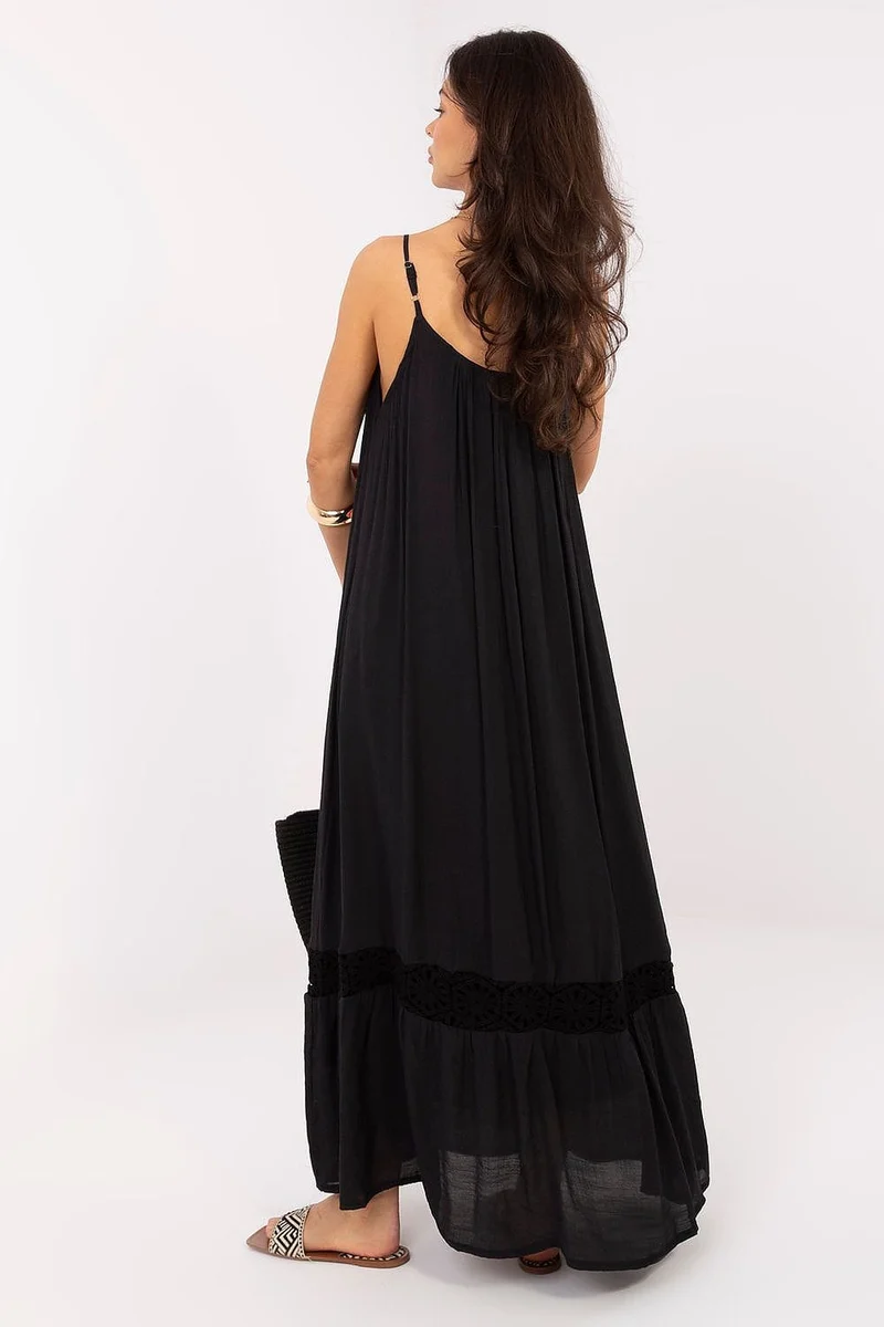 Robe bohème noire longue fluide