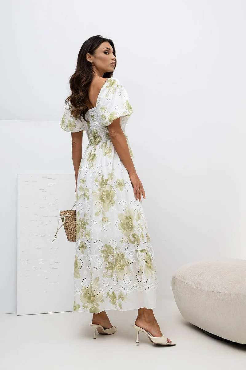Robe bohème fleurie longue manches courtes