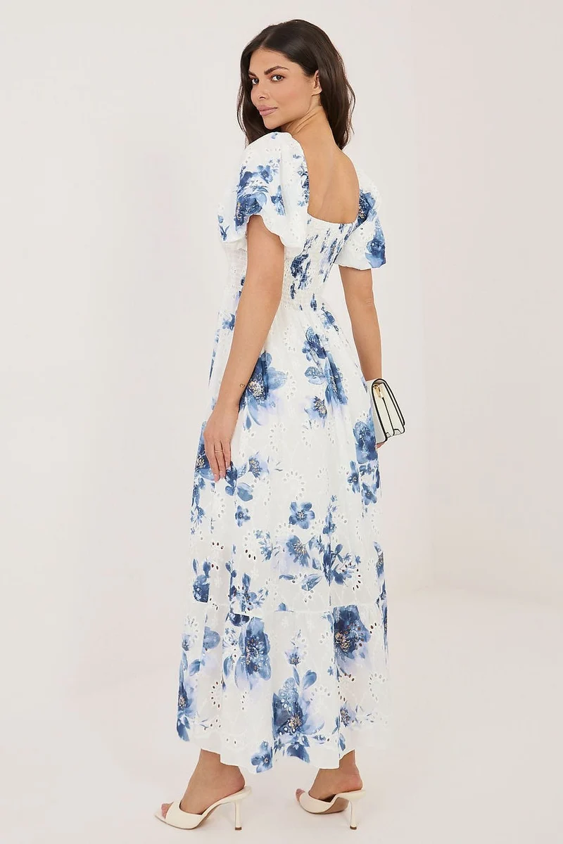 Robe longue bohème fleurie manches courtes