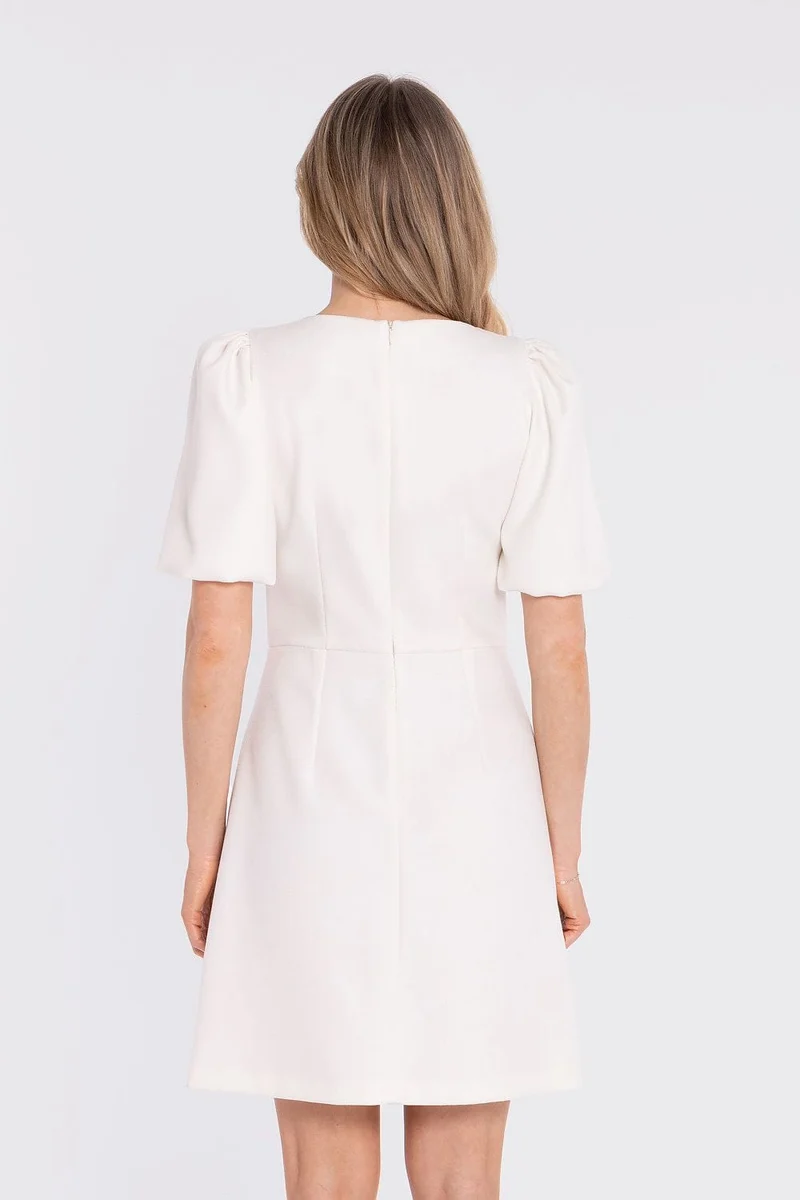 Robe habillée blanche courte manches bouffantes
