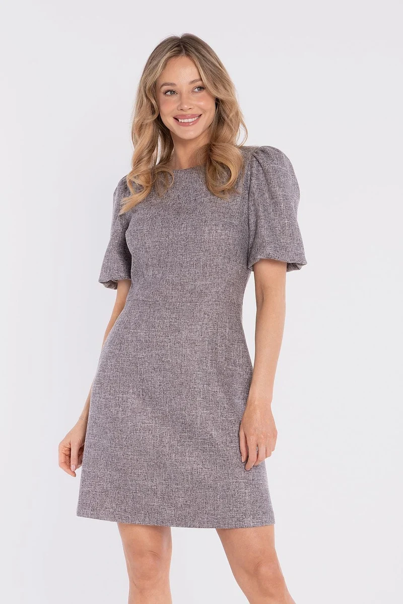 Robe courte grise casual manches courtes