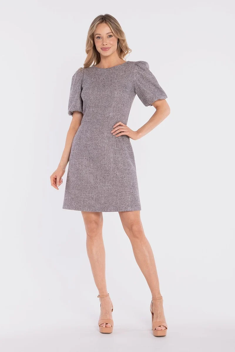 Robe courte grise casual manches courtes