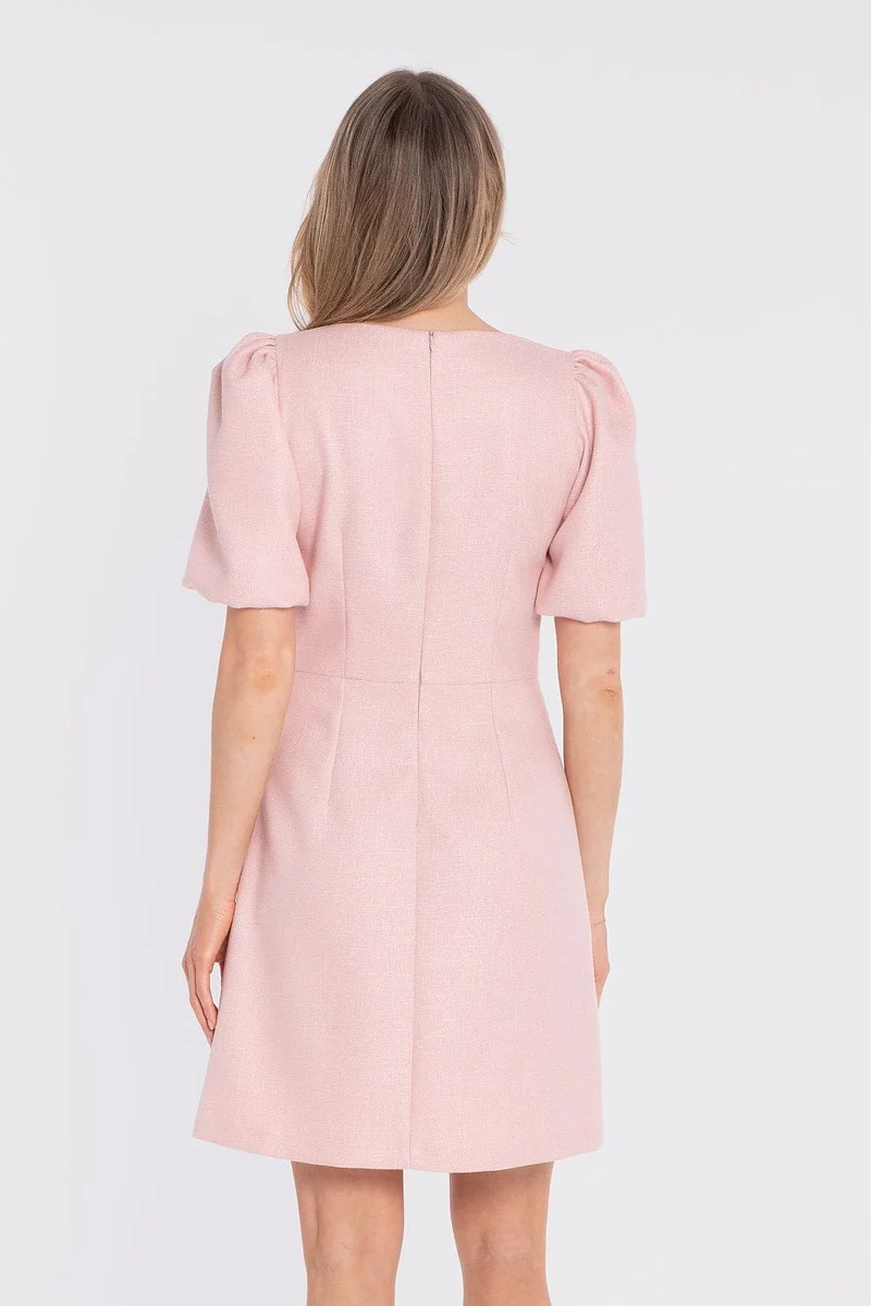 Robe habillée courte rose manches bouffantes