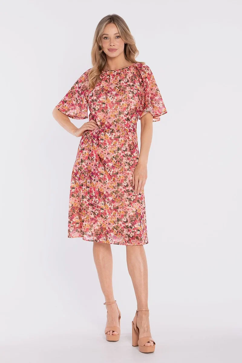 Robe fleurie d'été manches courtes