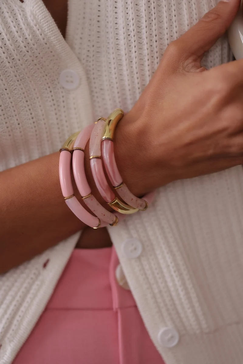 Bracelet Ambre rose pastel