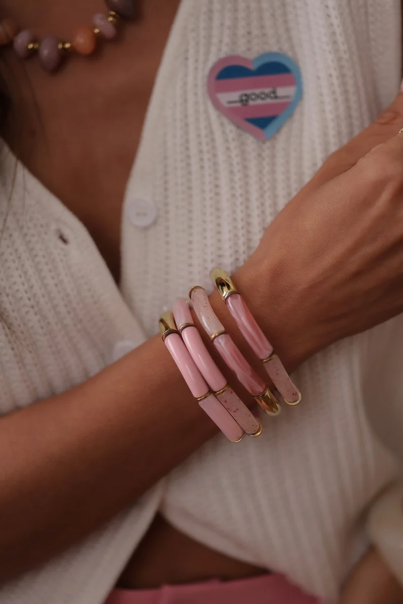 Bracelet Ambre rose pastel