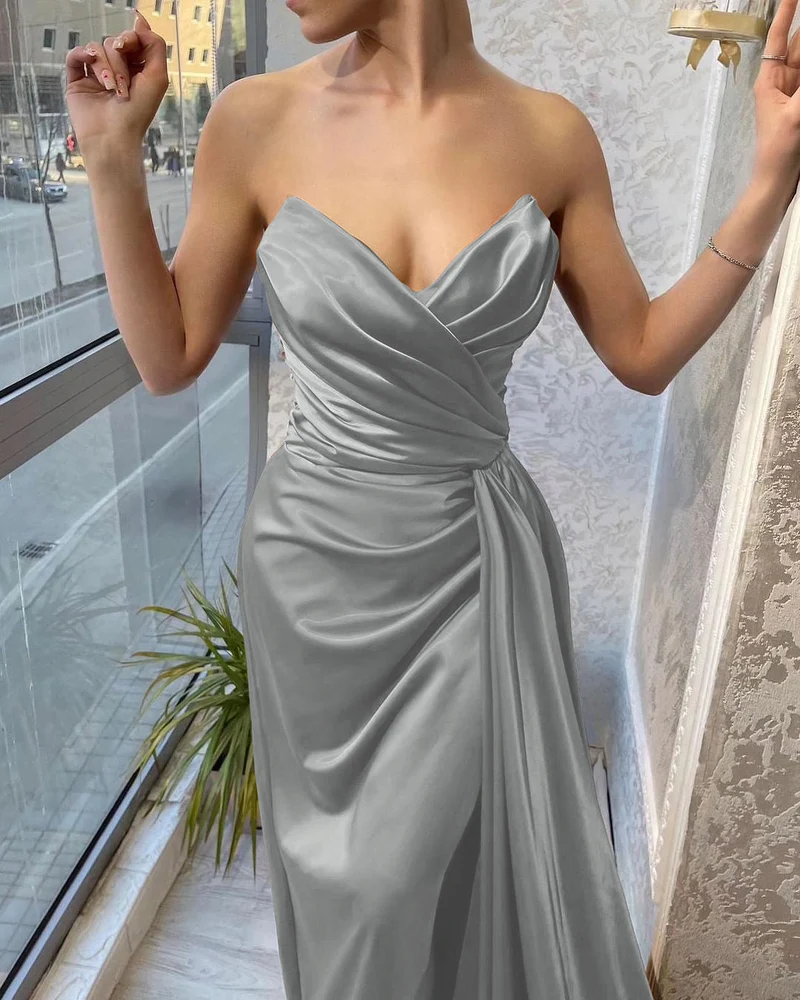Robe de bal sirène sans manches Chocolate Delight avec volants et décolleté en cœur fendu