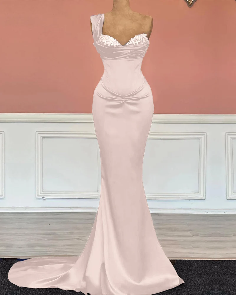 Robe de bal sirène longue à une épaule et sequins bleu roi