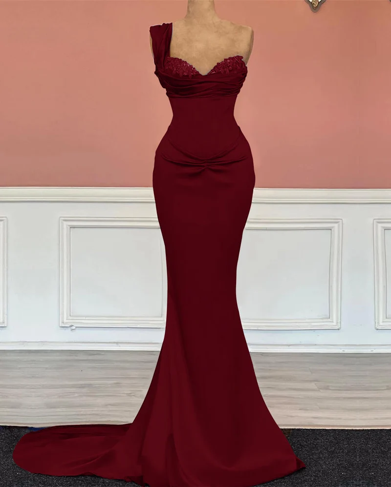 Robe de bal sirène longue à une épaule et sequins bleu roi