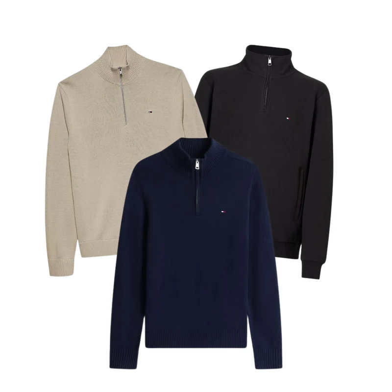 AUTUMN DROP 15x Pièces Tommy Hilfiger Pull 1/4 Zippé (72H DISPATCH)